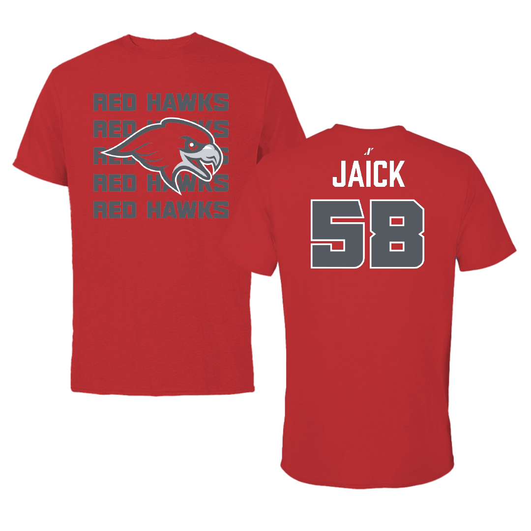 Montclair State University Football Red General Performance Tee - #58 Ryan Jaick