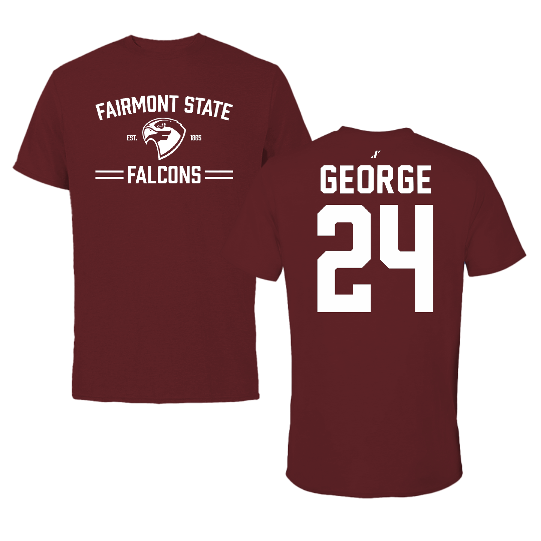 Fairmont State University Baseball Maroon General Performance Tee - #24 Nick George