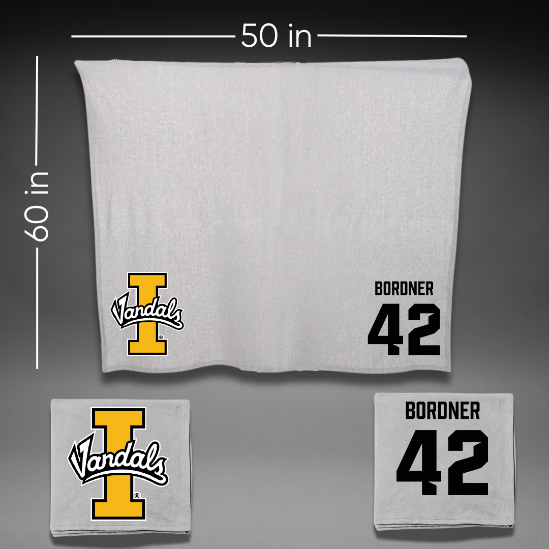 University of Idaho Football Gray Vandals Blanket - #42 Ryder Bordner