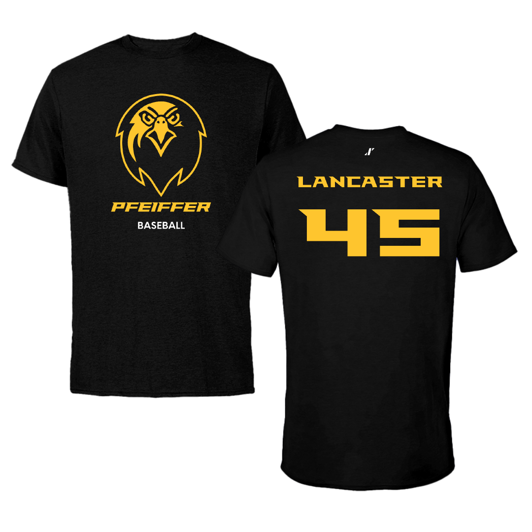 Pfeiffer University Baseball Black Tee - #45 Jackson Lancaster