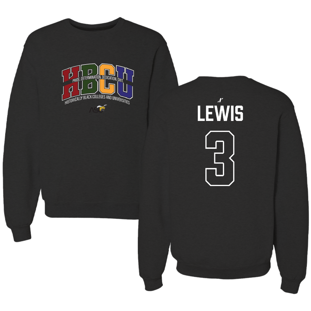 Alabama State University Football Black HBCU Crewneck - #3 Keane Lewis
