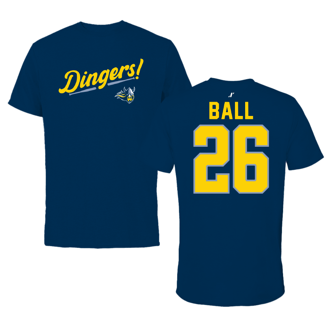 Augustana University (South Dakota) Baseball Navy Dingers Tee - #26 Andrew Ball