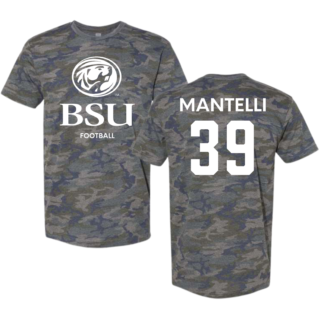 Bemidji State University Football Vintage Camo Tee - #39 Connor Mantelli