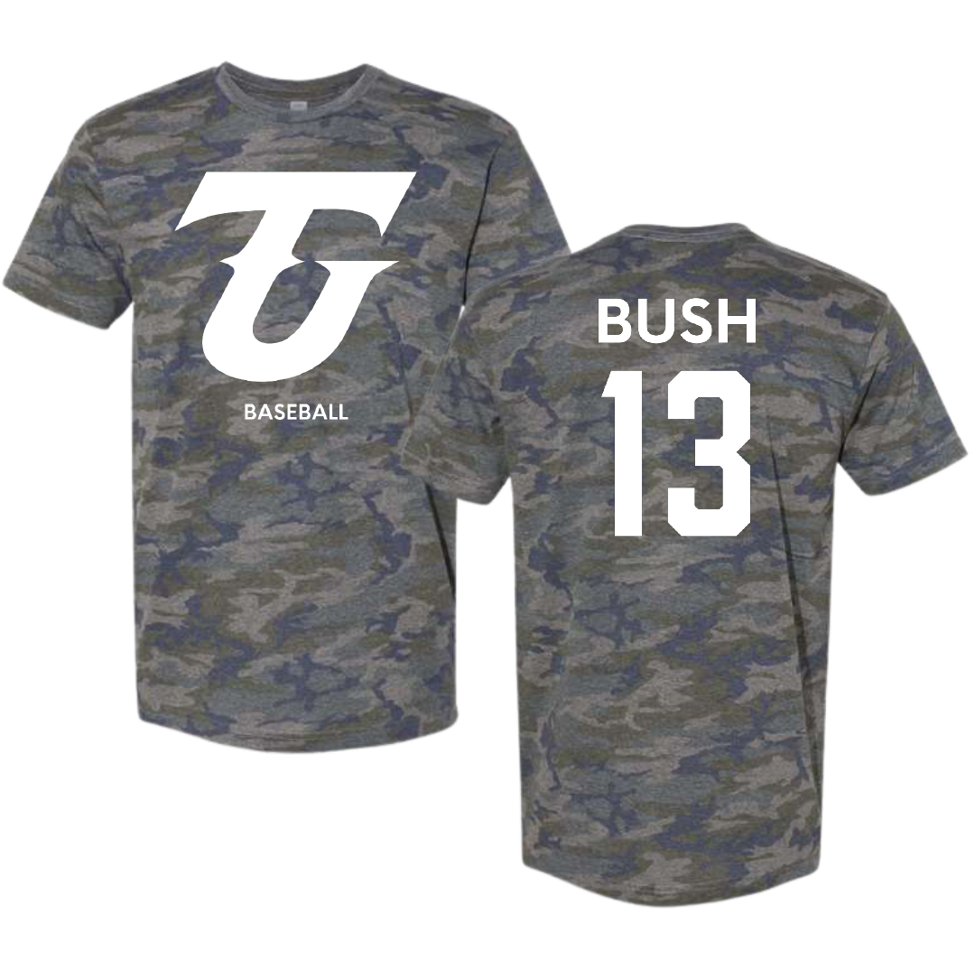 Tiffin University Baseball Vintage Camo Tee - #13 Hayden Bush