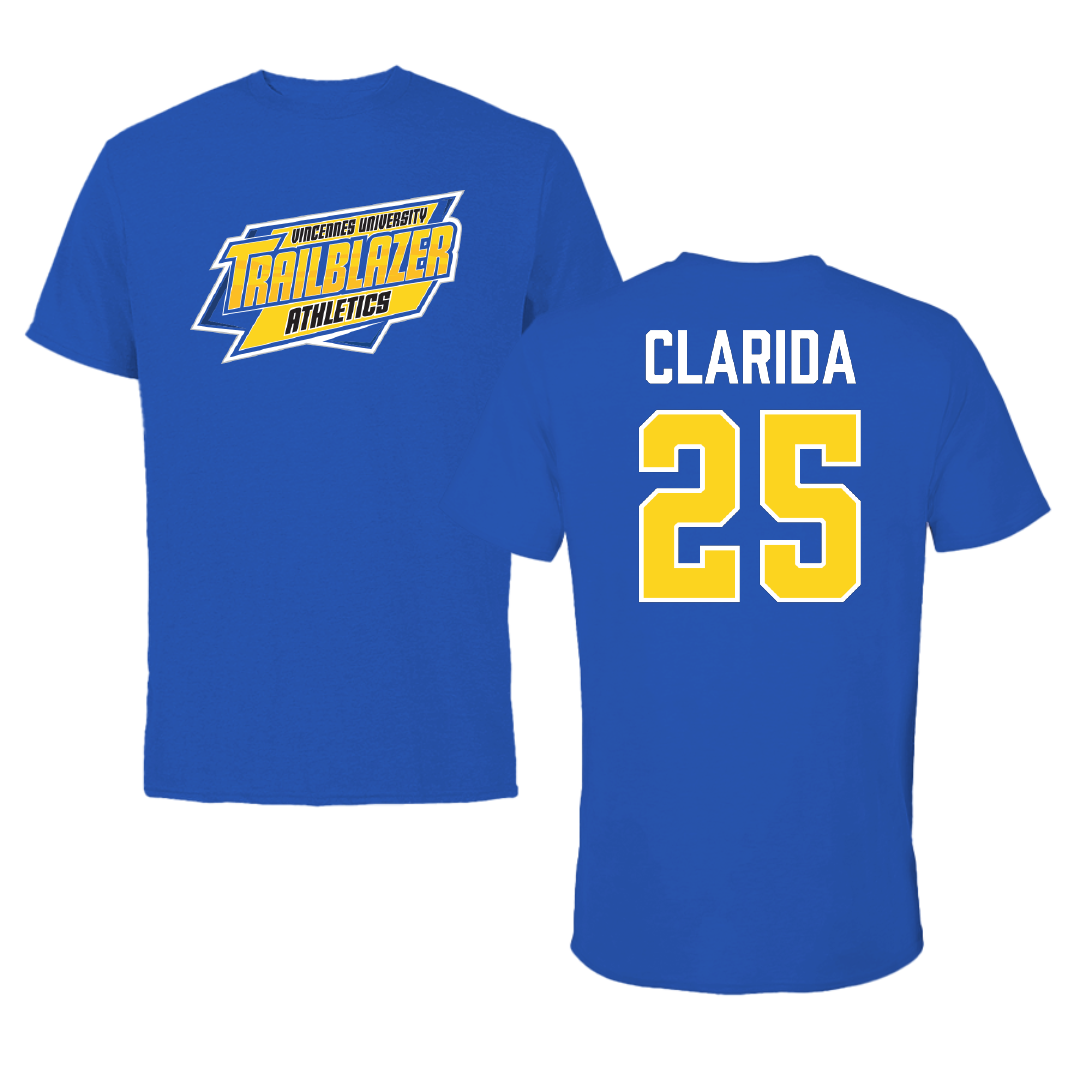Vincennes University Baseball Blue Performance Tee - #25 Parker Clarida