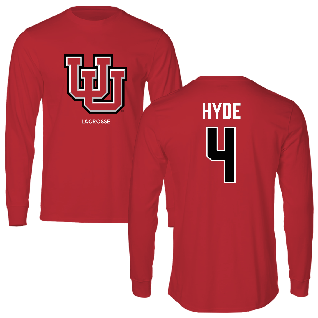 University of Utah Lacrosse (M) Red Block Long Sleeve - #4 Jordan Hyde