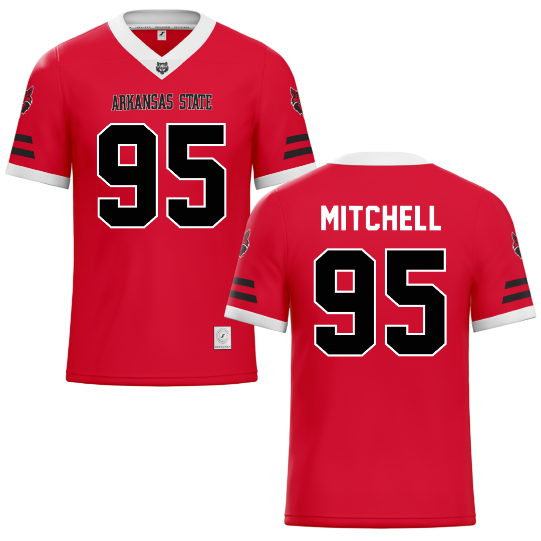 Arkansas State University Red Football Jersey - #95 Simeon Mitchell