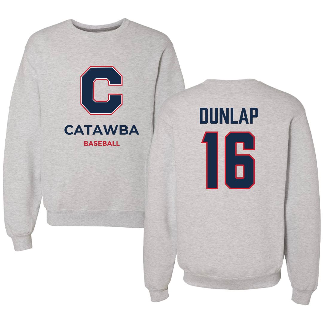 Catawba College Baseball Light Gray Crewneck - #16 Jake Dunlap