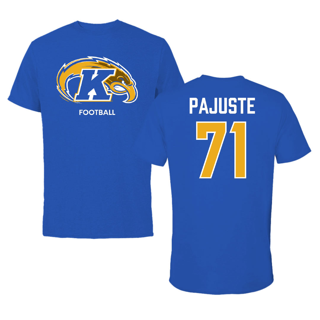 Kent State University Football Blue Tee - #71 Matt Pajuste