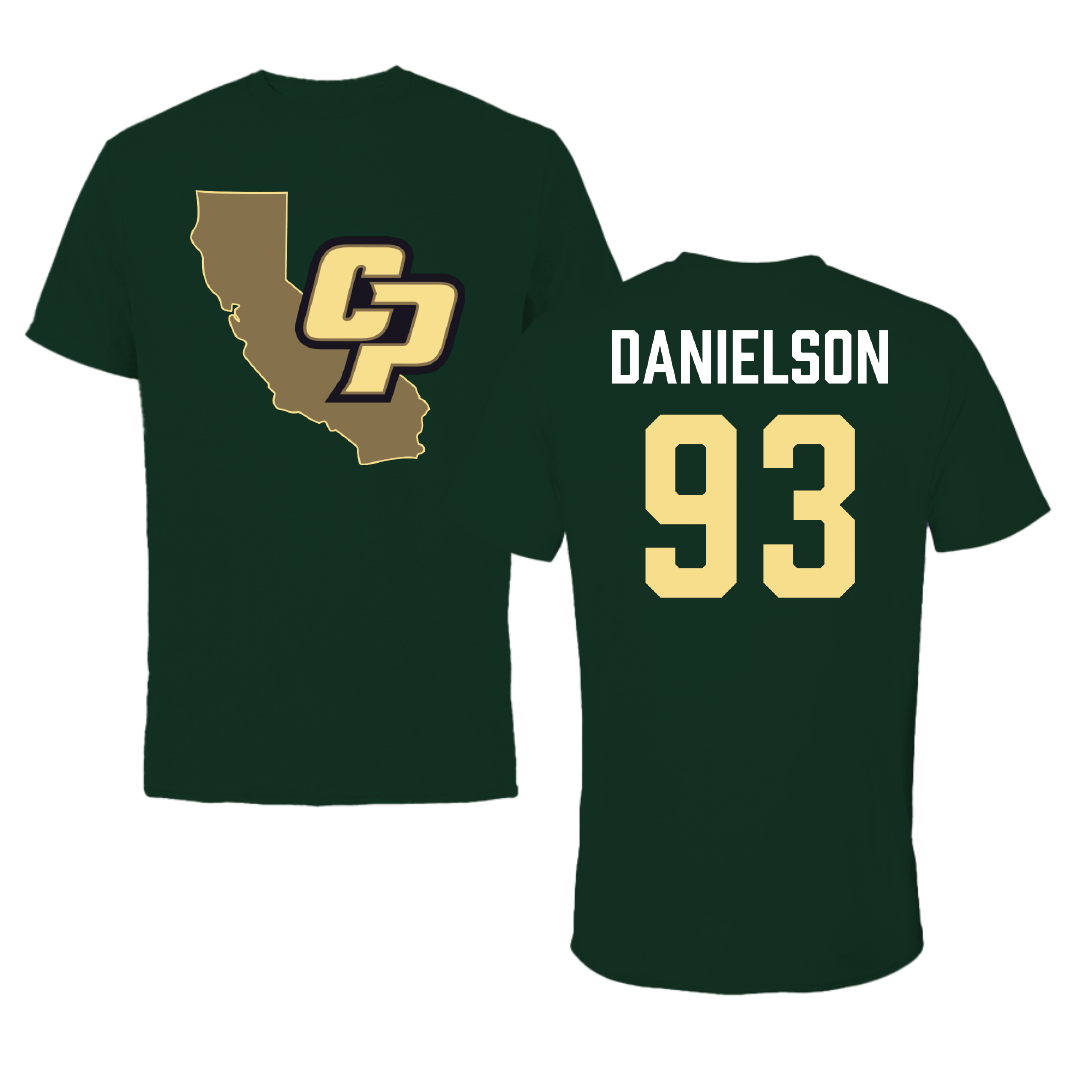 Cal Poly Football Forest Green State Performance Tee - #93 Manaalii Danielson