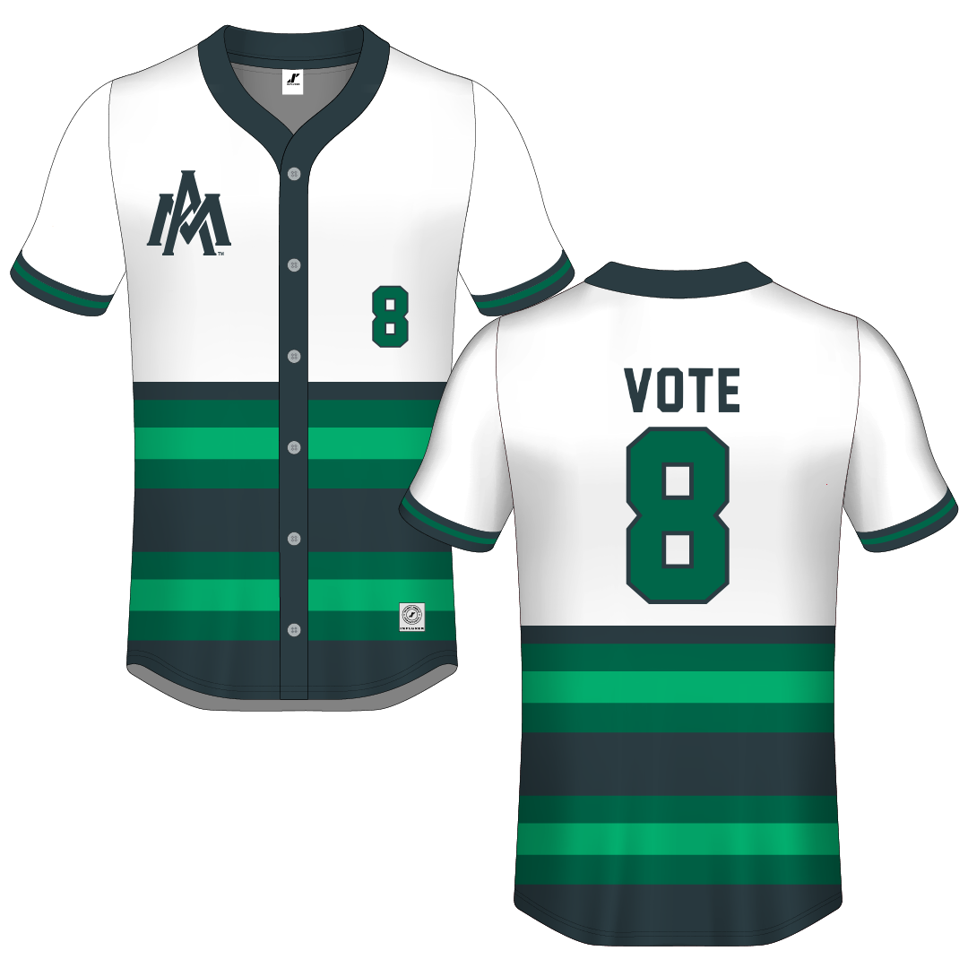 University of Arkansas-Monticello White Button-Down Jersey - #8 Ashlynne Vote