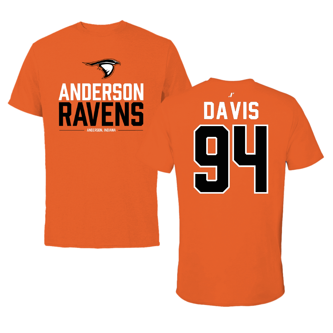 Anderson University (Indiana) Football Orange General Tee - #94 Connor Davis