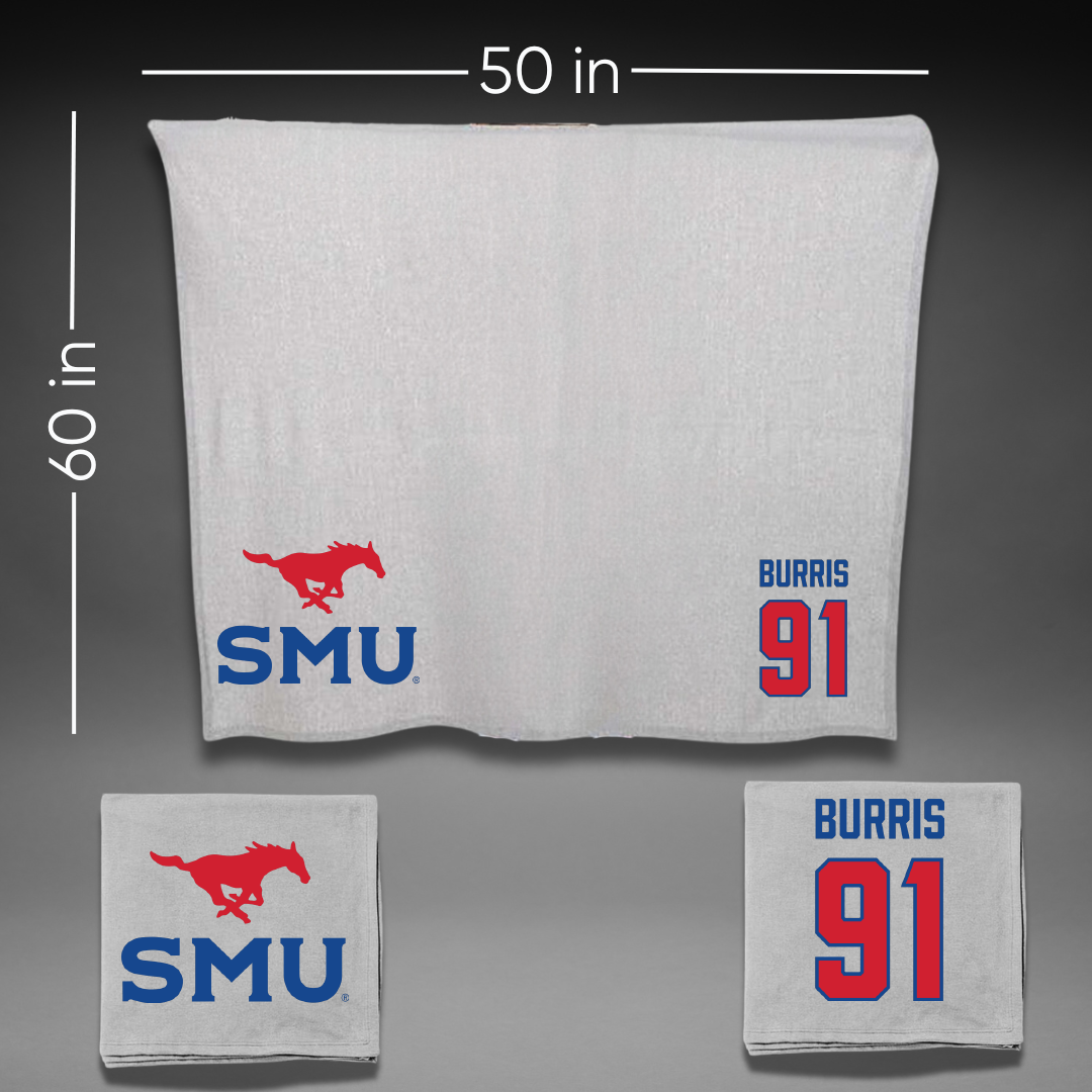 Southern Methodist University Football Gray Blanket - #91 Blake Burris