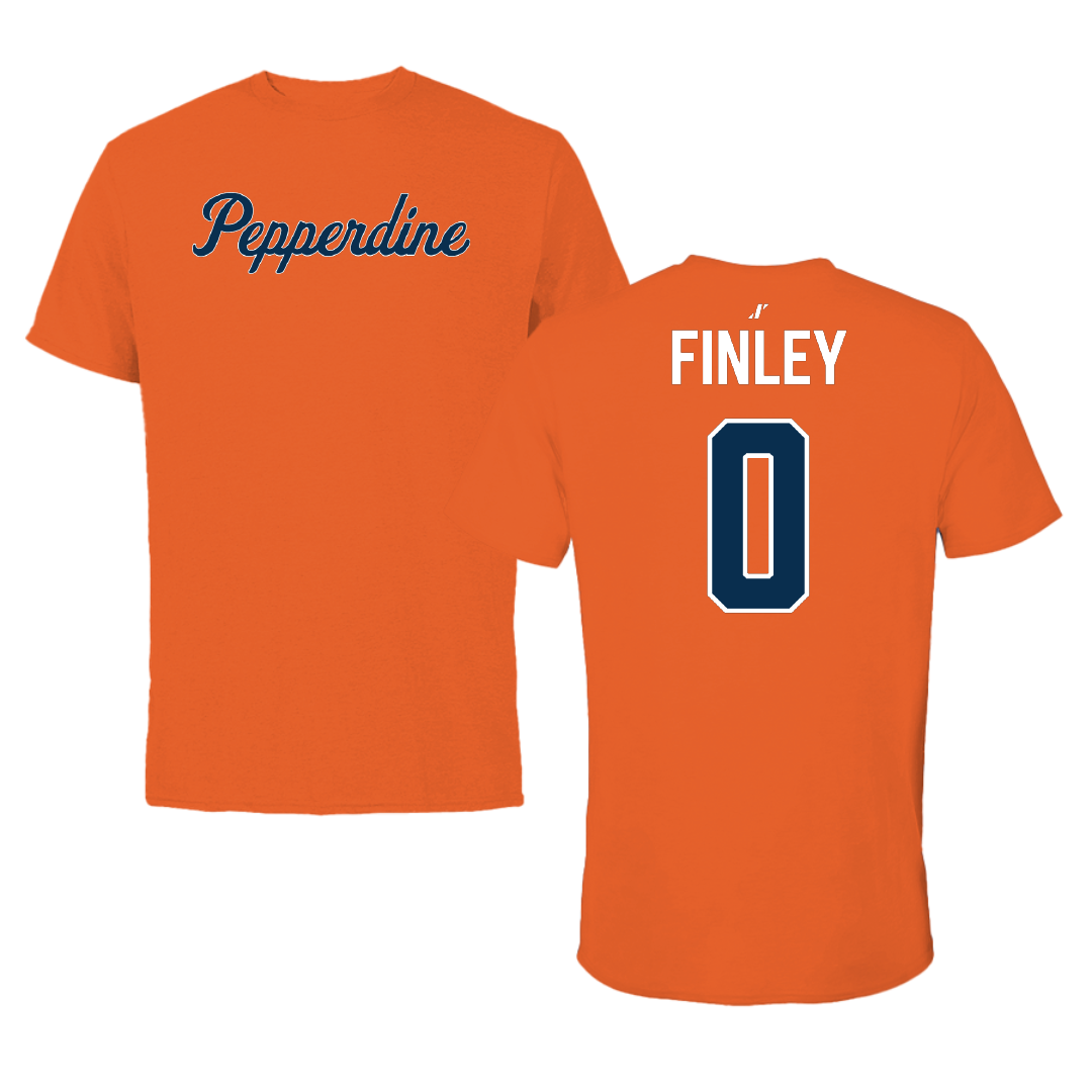 Pepperdine University Basketball Orange Tee - #0 Ivory Finley