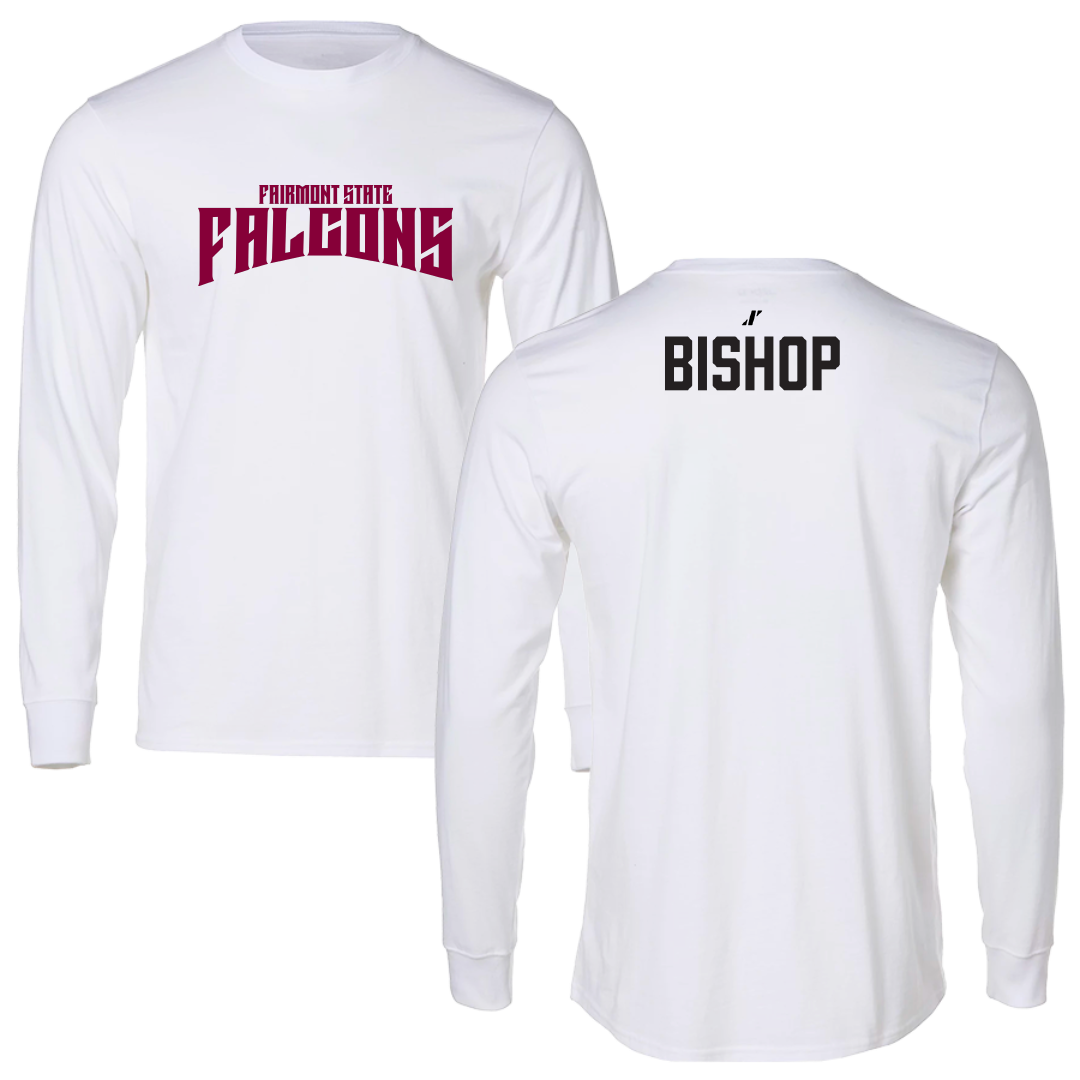 Fairmont State University Wrestling White Classic Performance Long Sleeve - Justin Bishop