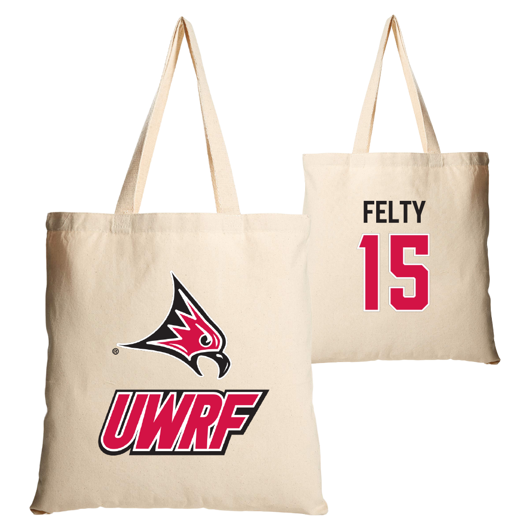 University of Wisconsin-River Falls Soccer Tan Canvas Tote Bag - #15 Elizabeth Felty