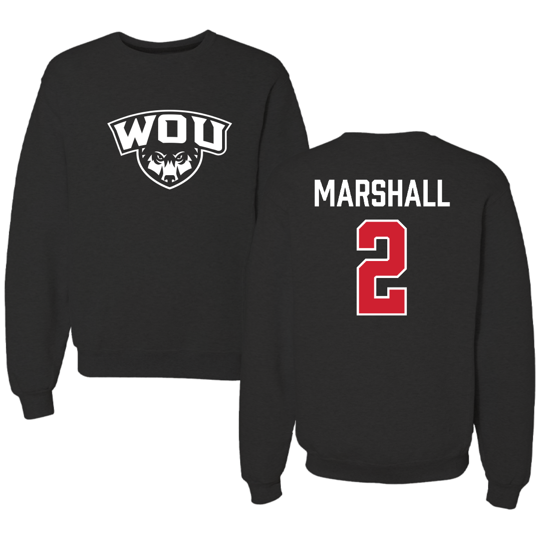 Western Oregon University Lacrosse (M) Black Crewneck - #2 Beck Marshall