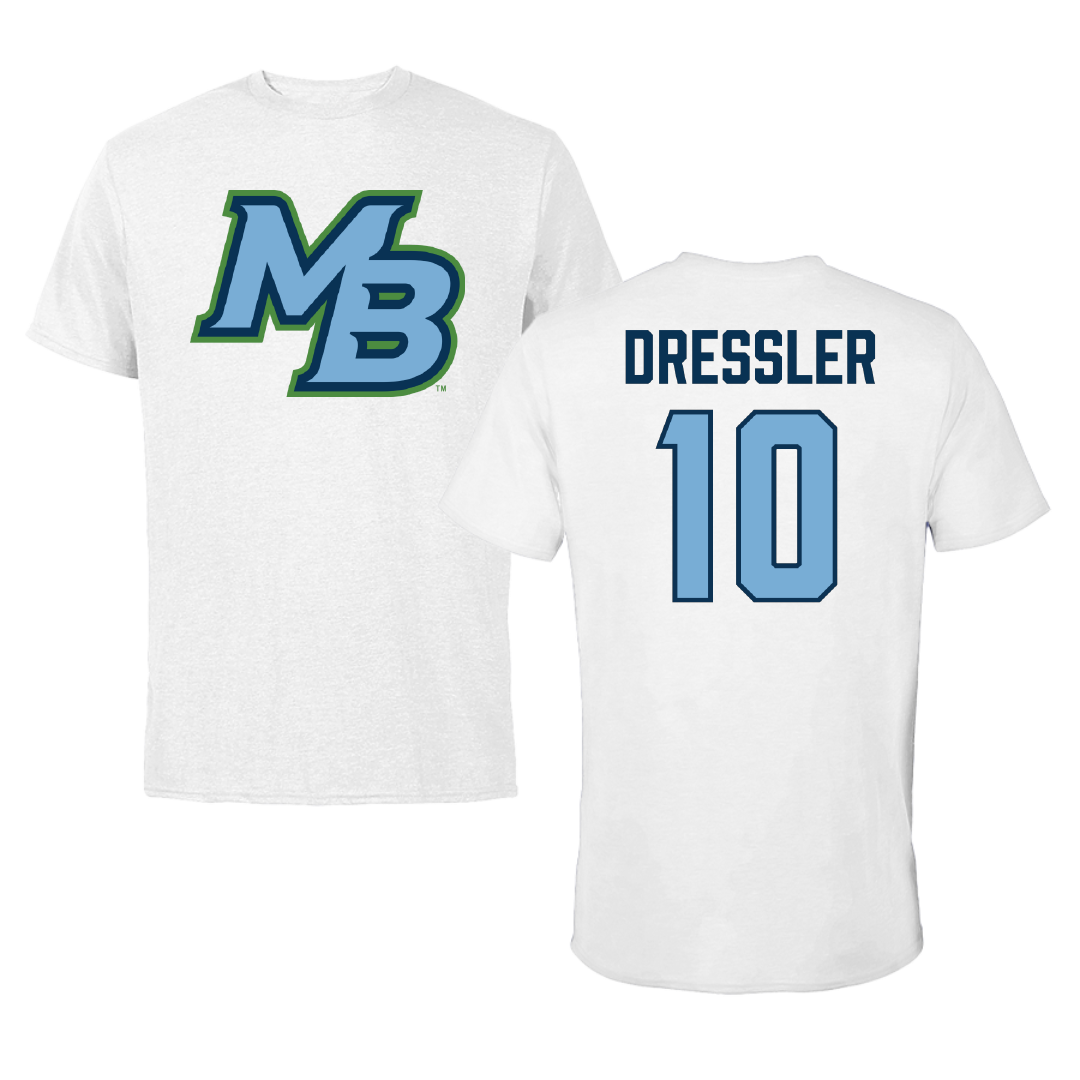 Cal State Monterey Bay Baseball White Performance Tee - #10 Jacob Dressler