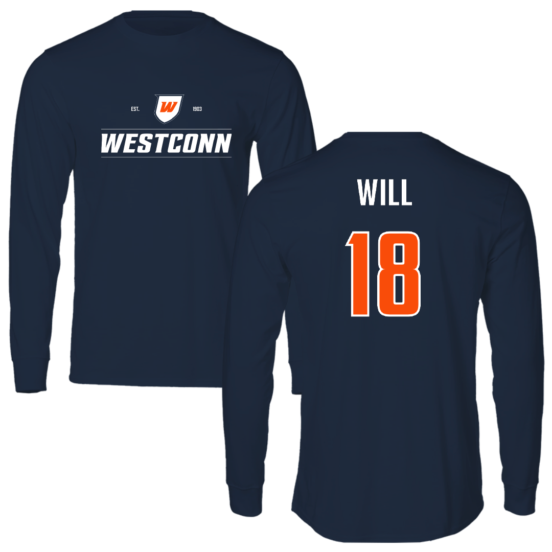 Western Connecticut State University Lacrosse Navy General Performance Long Sleeve - #18 Andie Will