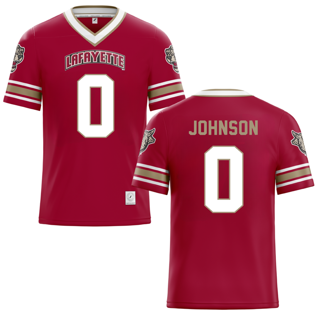 Lafayette College Red Football Jersey - #0 Xavier Johnson
