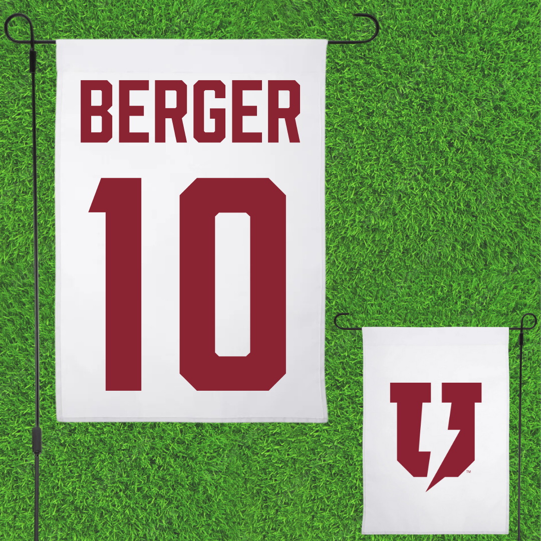 Union College Soccer White Garden Flag - #10 Max Berger