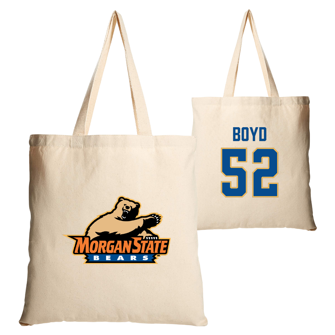 Morgan State University Football Tan Canvas Tote Bag - #52 Kristopher Boyd