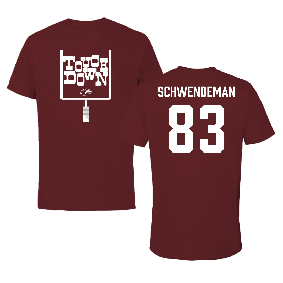 Southern Illinois University at Carbondale Football Maroon Touchdown Performance Tee - #83 Ryan Schwendeman