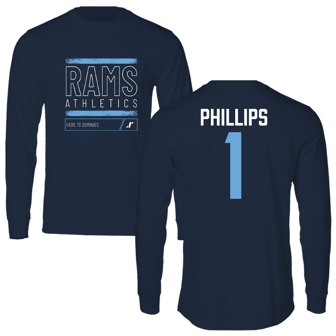 University of Rhode Island Basketball Navy Dominate Performance Long Sleeve - #1 Sophie Phillips