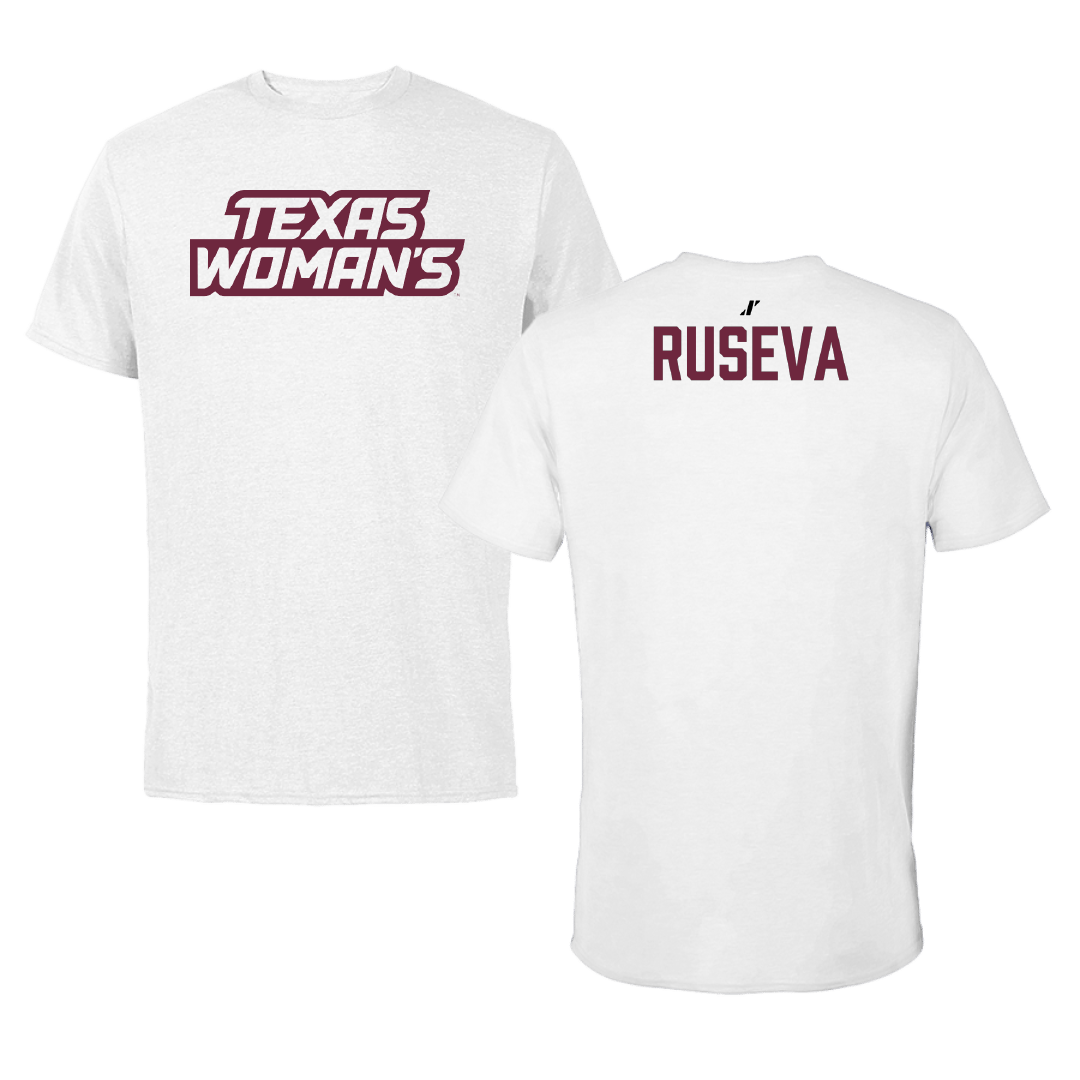 Texas Woman's University Gymnastics (W) White Tee - Gabby Ruseva