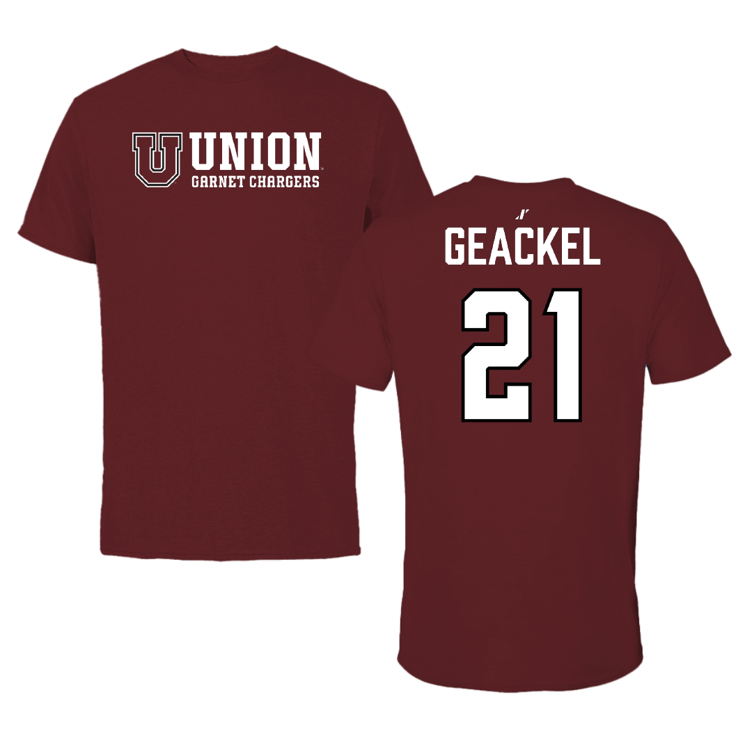 Union College Softball Maroon General Performance Tee - #21 Sarah Geackel