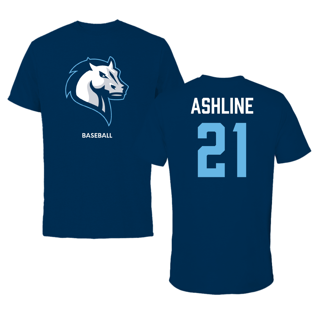 Mercy University Baseball Navy Performance Tee - #21 Zach Ashline
