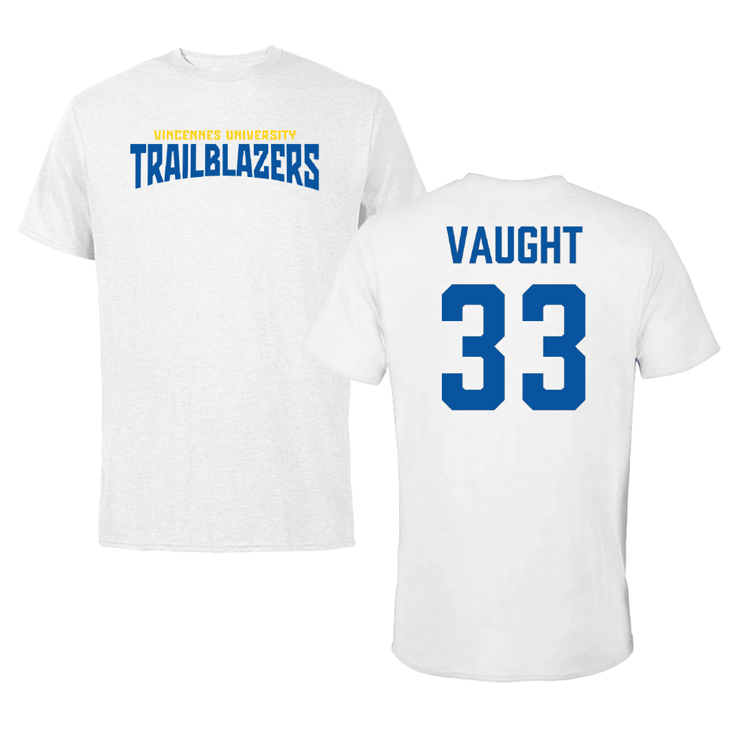 Vincennes University Baseball White Classic Tee - #33 Aiden Vaught