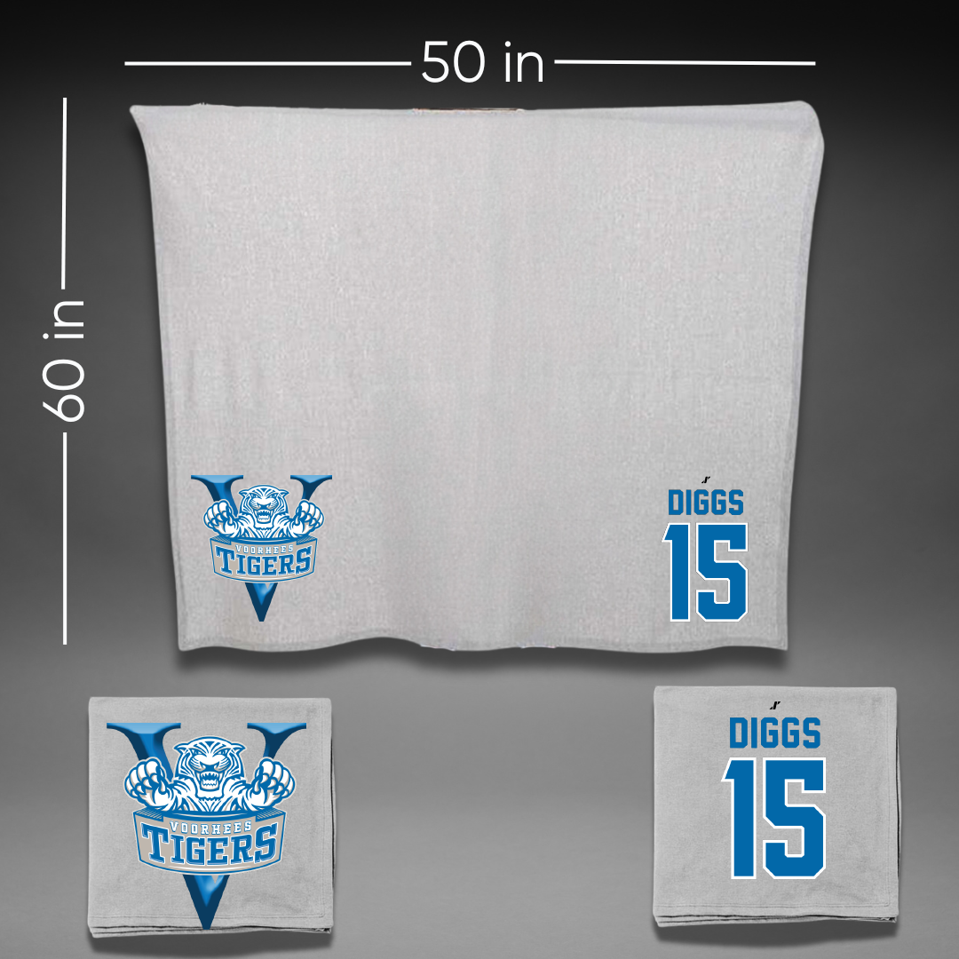 Voorhees University Basketball Gray Blanket - #15 Kierra Diggs