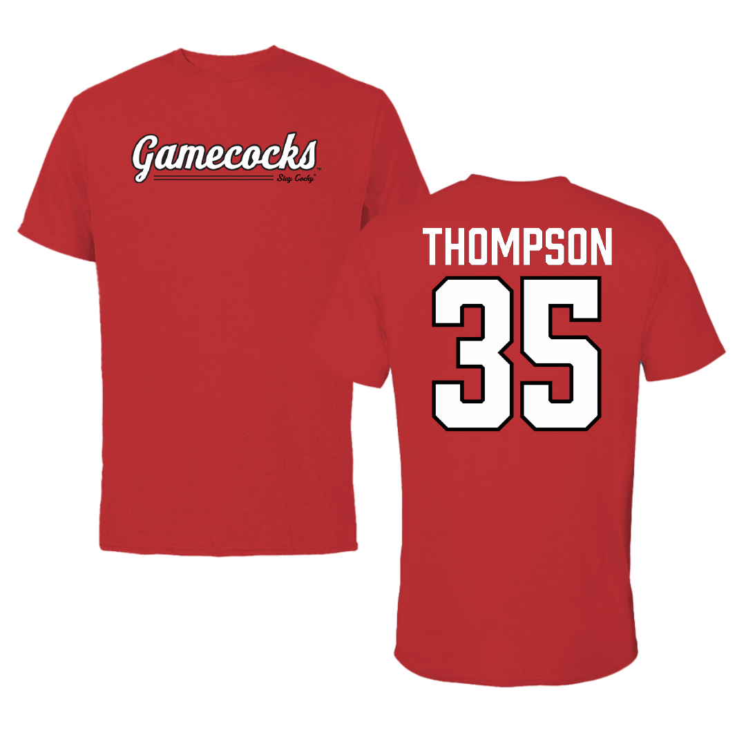 Jacksonville State University Football Red General Performance Tee - #35 Aidan Thompson