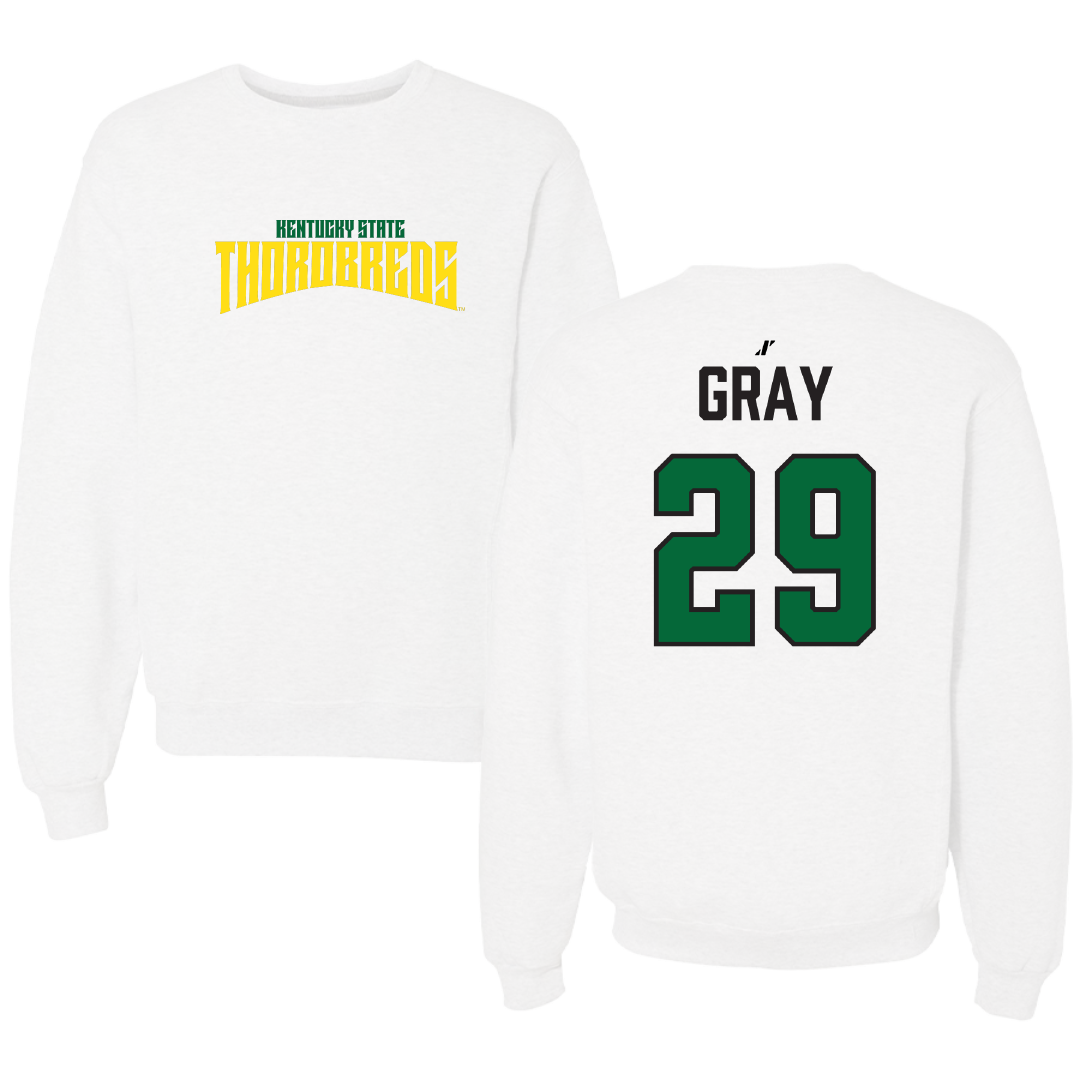 Kentucky State University Football White Classic Crewneck - #29 Timothy Gray