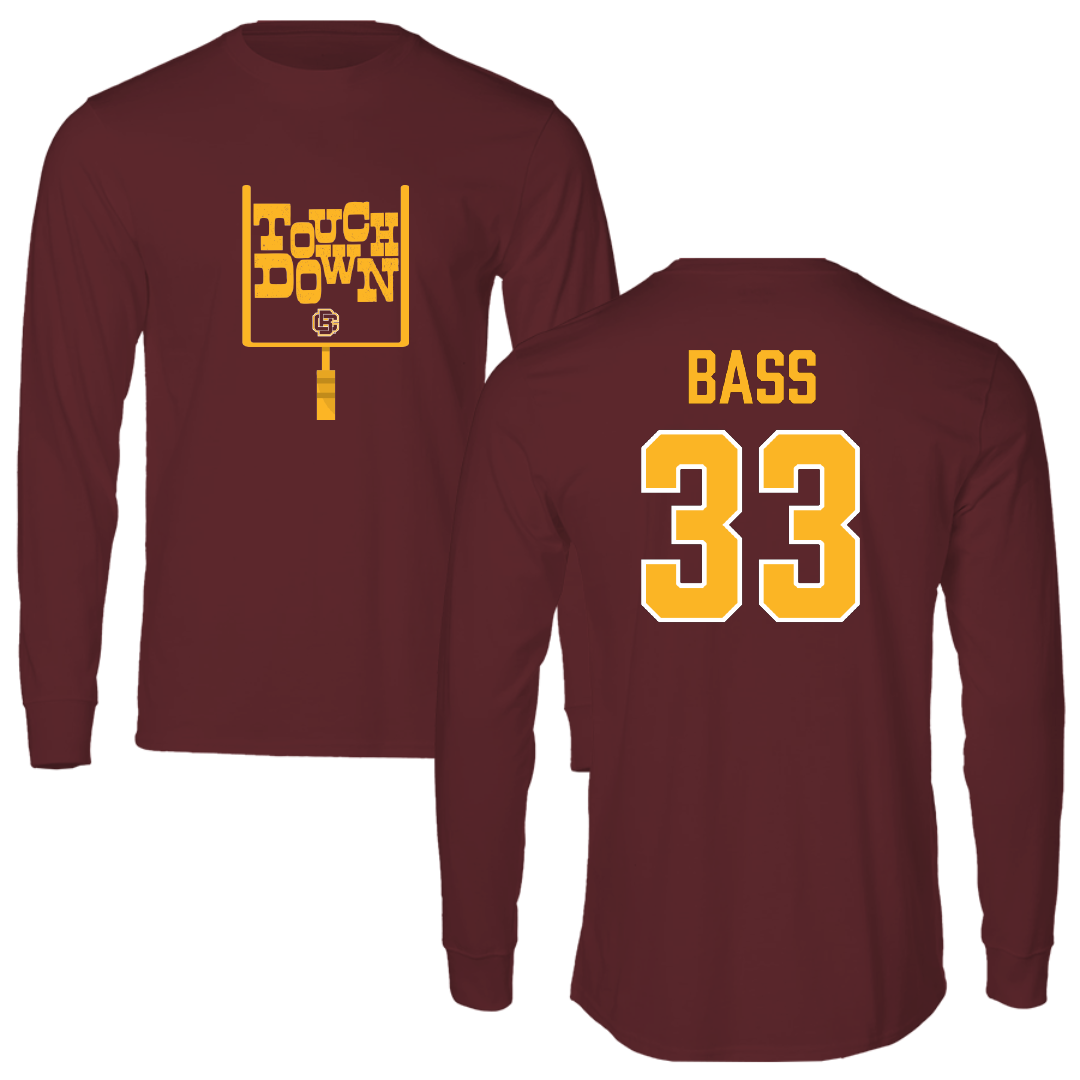 Bethune-Cookman University Football Maroon Touchdown Long Sleeve - #33 Cornelious Bass