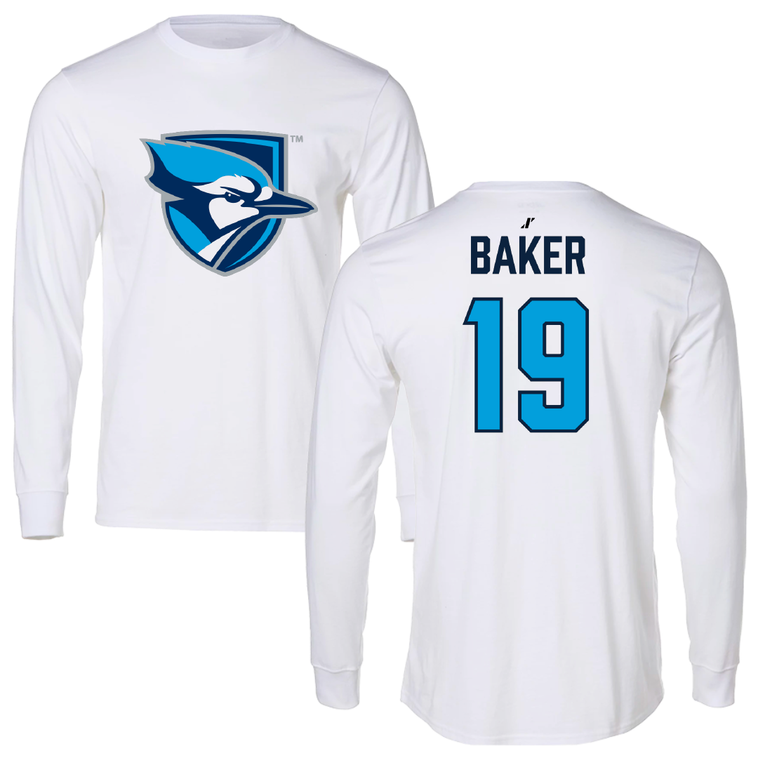 Elmhurst University Football White Performance Long Sleeve - #19 Marcus Baker