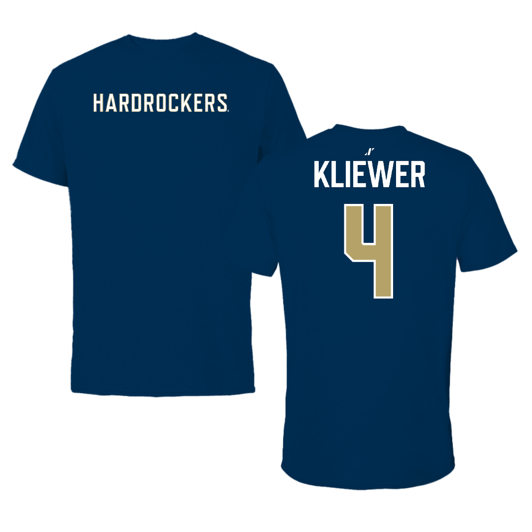 South Dakota Mines Basketball Navy Wordmark Tee - #4 Nolan Kliewer