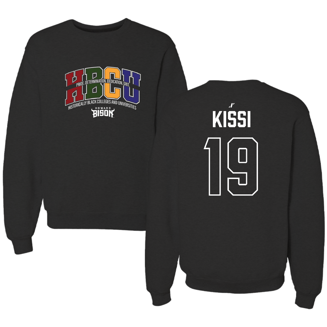 Howard University Soccer (W) Black HBCU Crewneck - #19 Imani Kissi