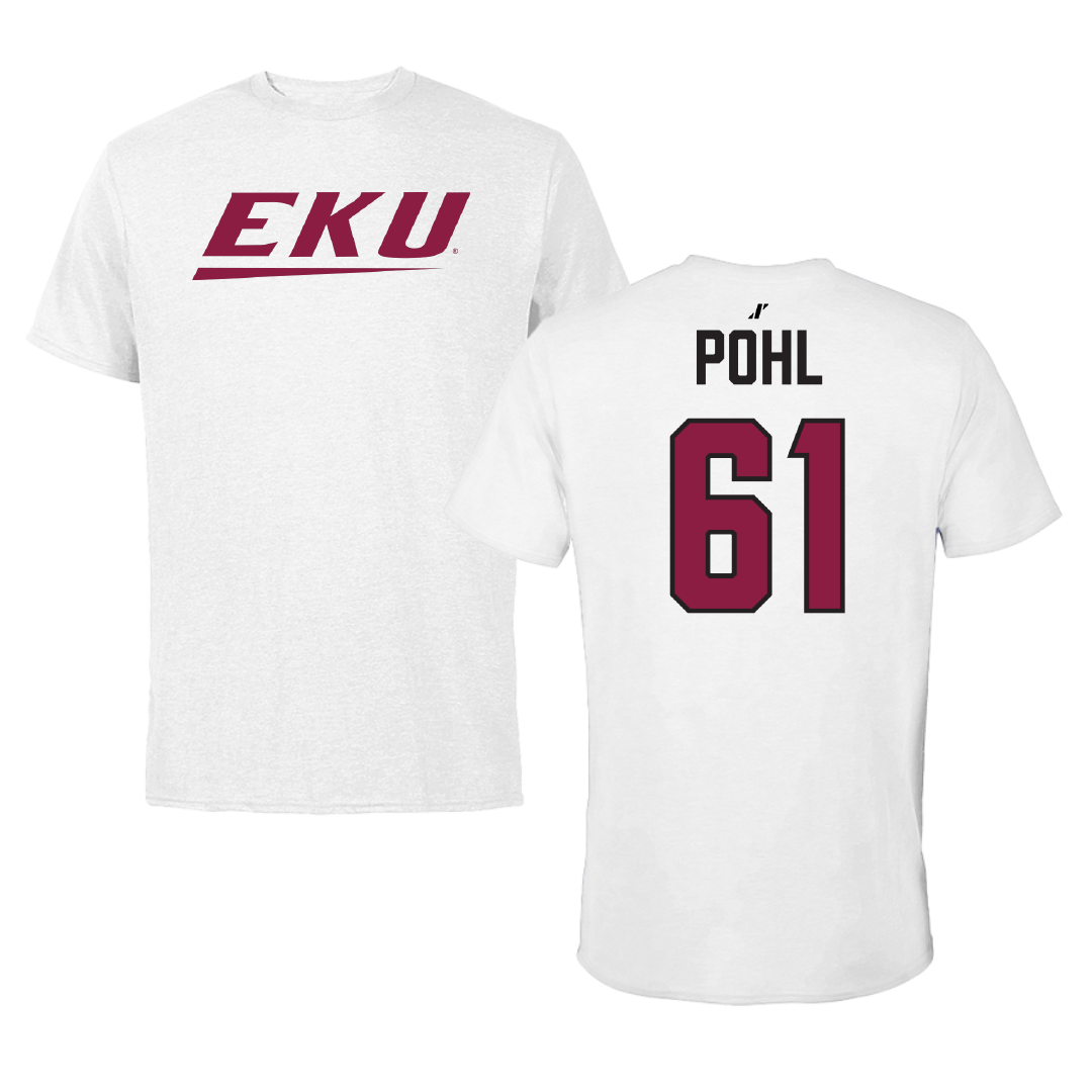 Eastern Kentucky University Football White Performance Tee - #61 Brendan Pohl