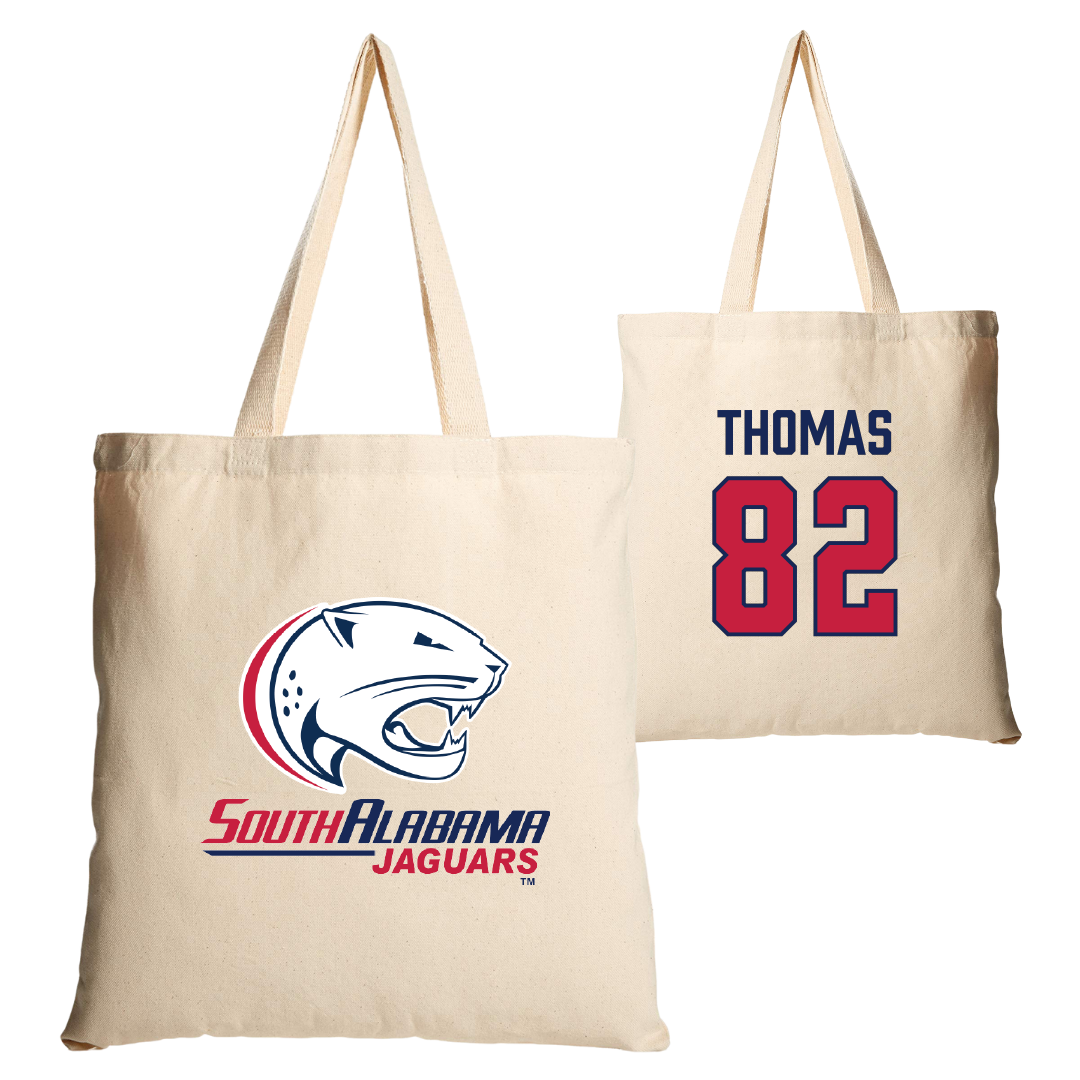University of South Alabama Football Tan Canvas Tote Bag - #82 Trent Thomas
