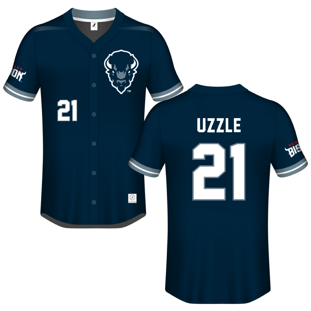 Howard University Navy Button-Down Jersey - #21 Hope Uzzle