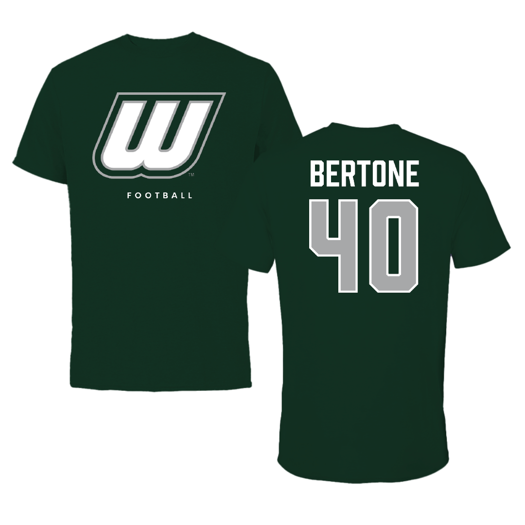 Wagner College Football Forest Green Performance Tee - #40 Vincent Bertone