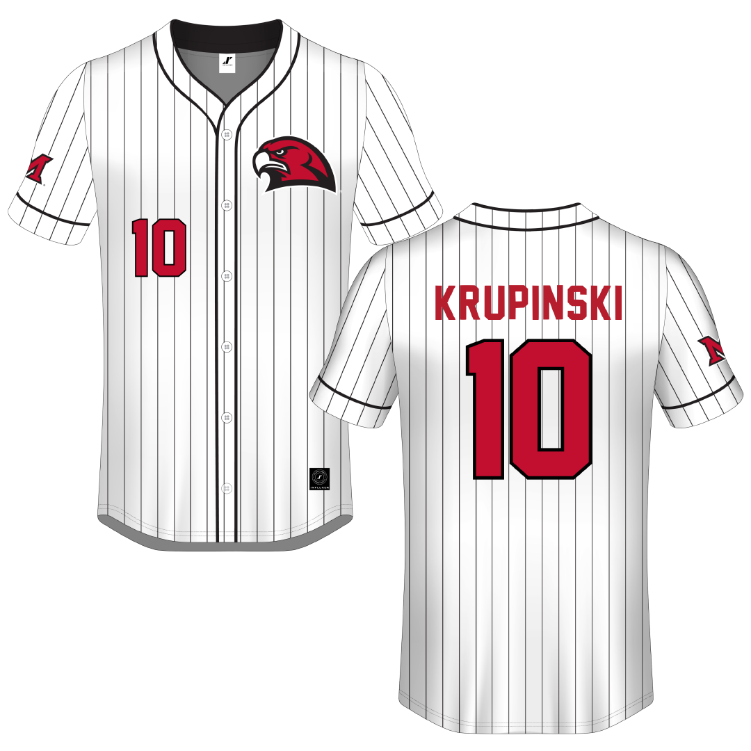 Miami University (Ohio) White Pinstripe Button-Down Jersey - #10 Dom Krupinski