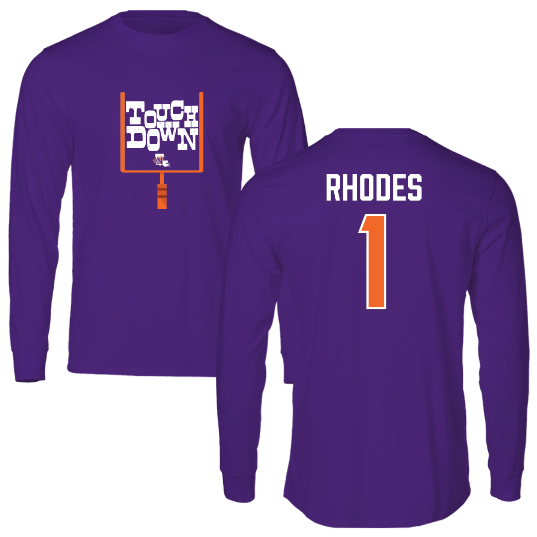 Northwestern State University Football Purple Touchdown Performance Long Sleeve - #1 Dylan Rhodes