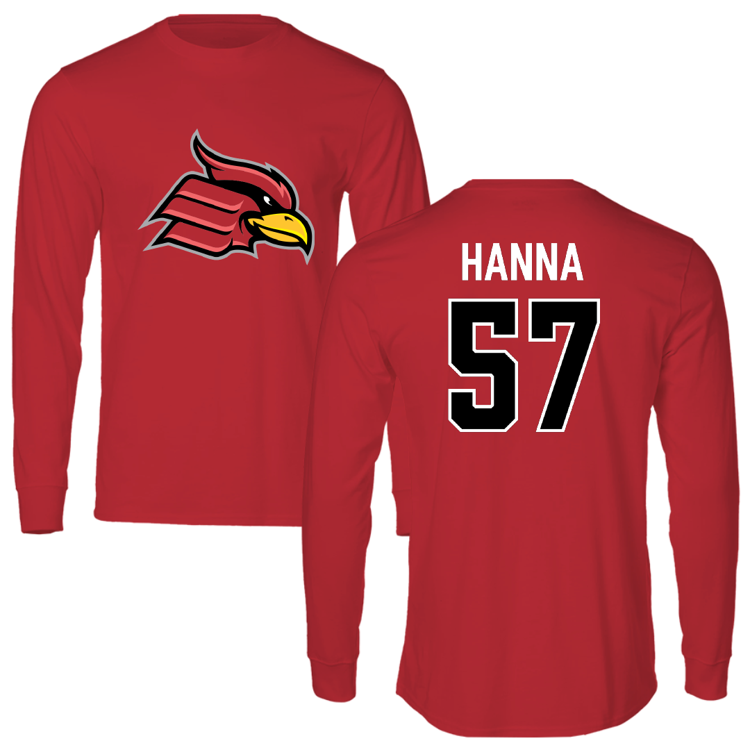 Wheeling University Football Red Performance Long Sleeve - #57 Ian Hanna