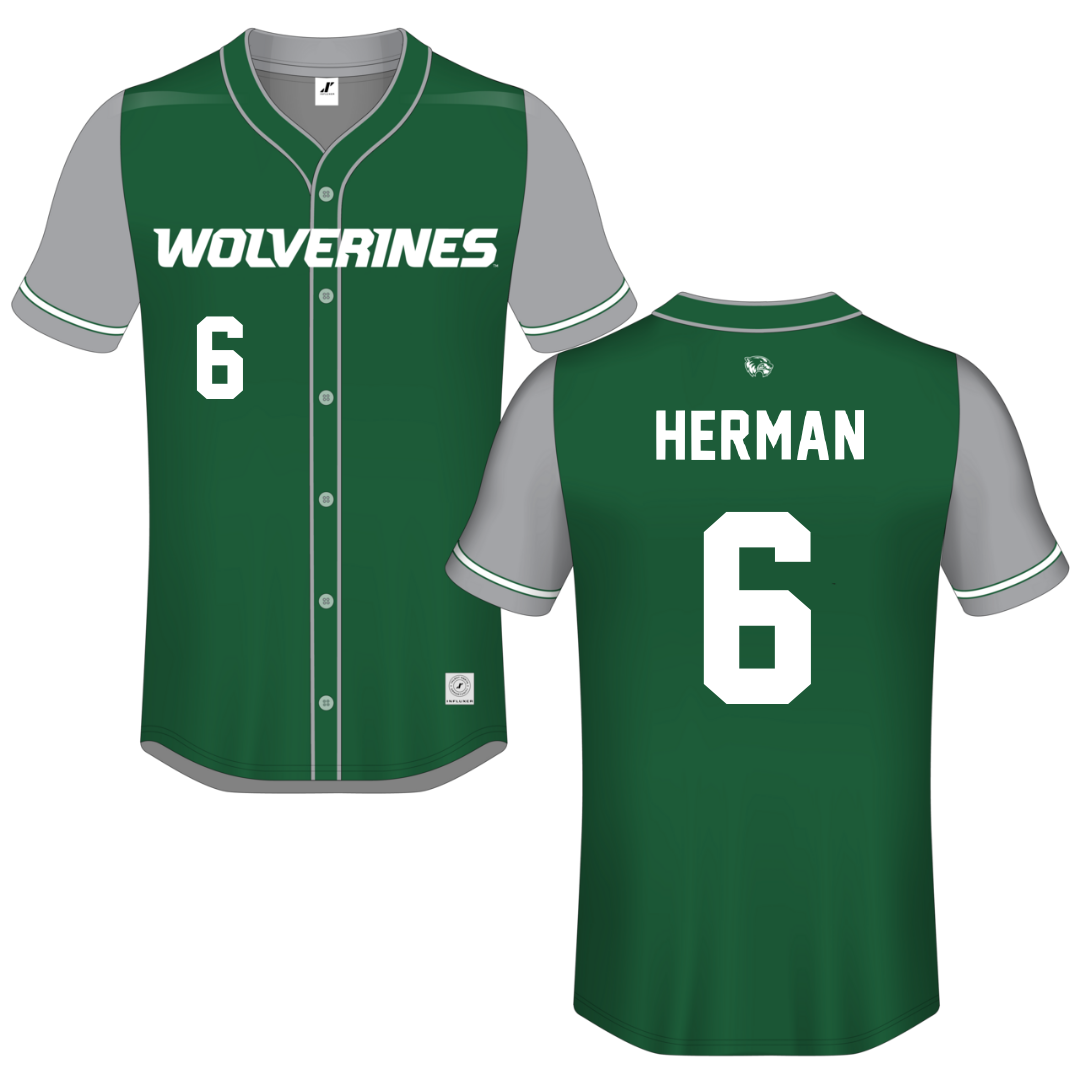 Utah Valley University Green Button-Down Jersey - #6 Carston Herman