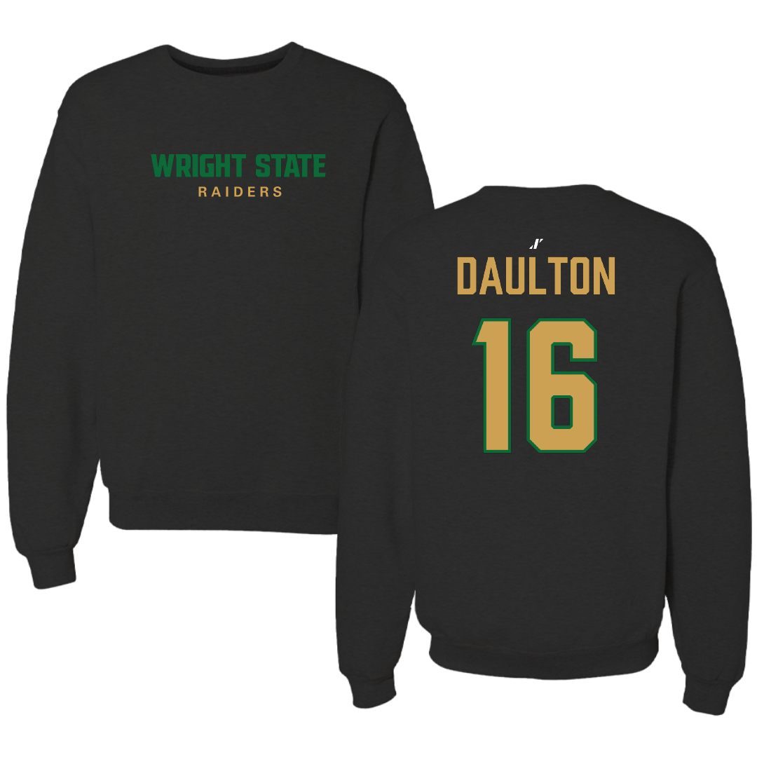 Wright State University Football Black Crewneck - #16 DAYMION DAULTON