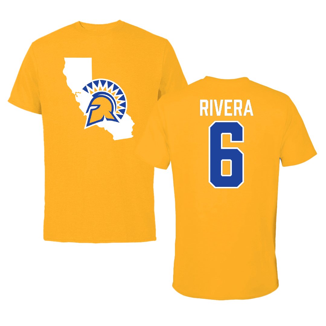 San Jose State University Soccer Gold State Performance Tee - #6 Gilberto Rivera