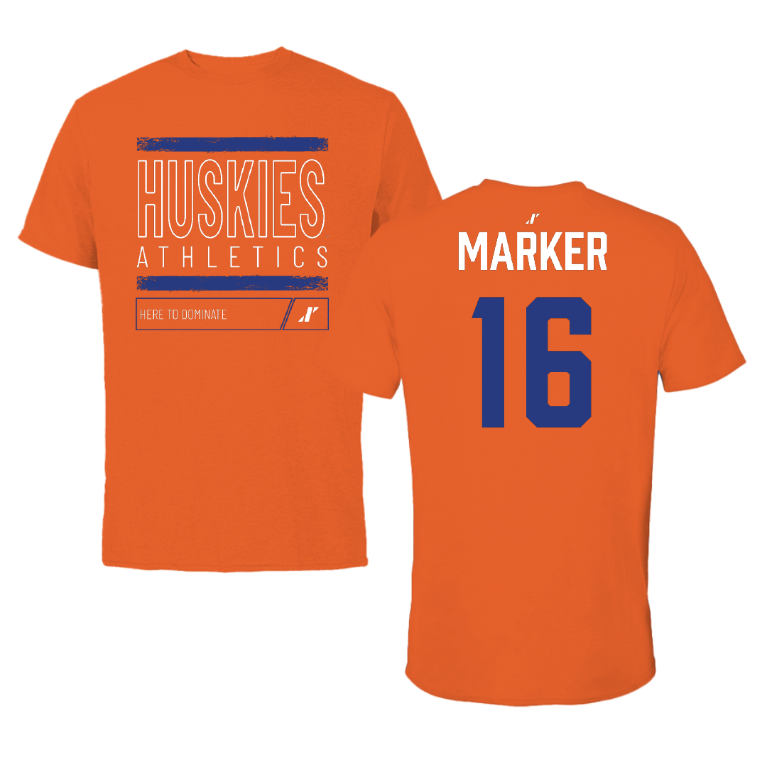 Houston Christian University Soccer Orange Dominate Tee - #16 Jessica Marker